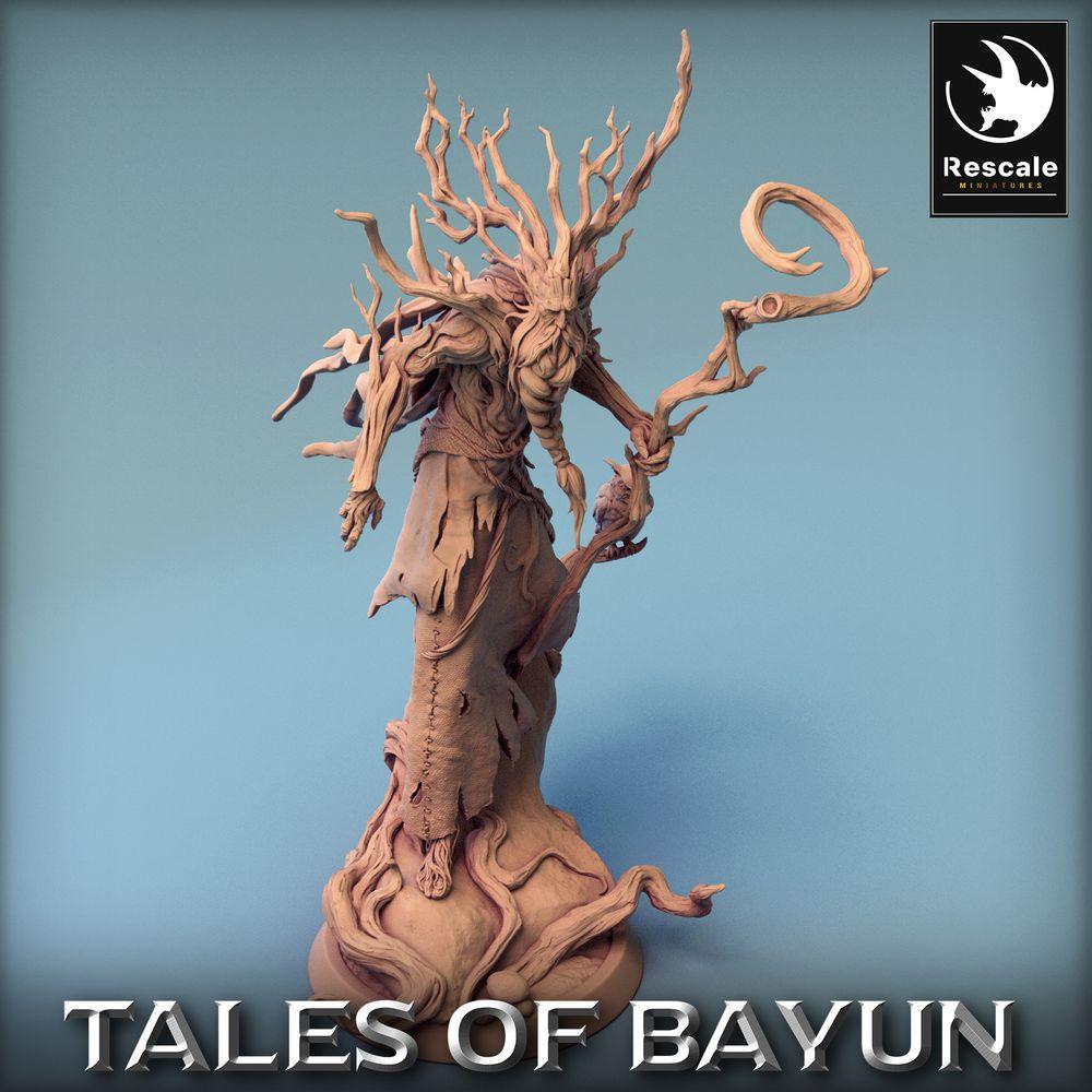 Productfoto Tabletop 28mm Lord of the Print (LotP) 0: Tabletop Miniatuur: Lechy / Leshy, Bosgeest-Druïde, Hainwächter, Dryadenvorst met Staf en Uil (24_01_P)