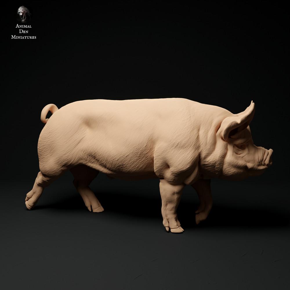 Productfoto dierenfiguur Animal Den Miniatures 1: Boerderijdierenfiguur: Berkshire-beer - lopend (24_01_63)