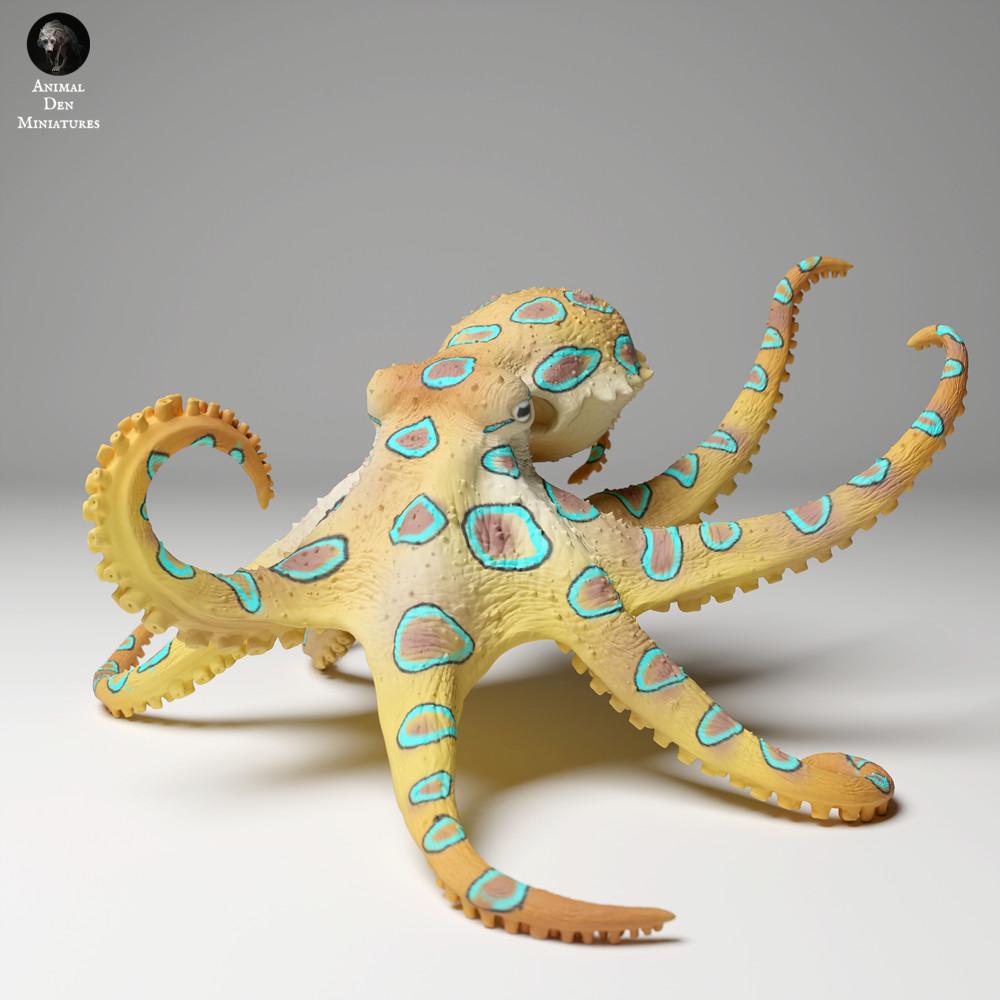 Productfoto dierenfiguur Animal Den Miniatures 2: Zeedierfiguur: Grote blauwgeringde octopus - zwemmend (24_05_05)