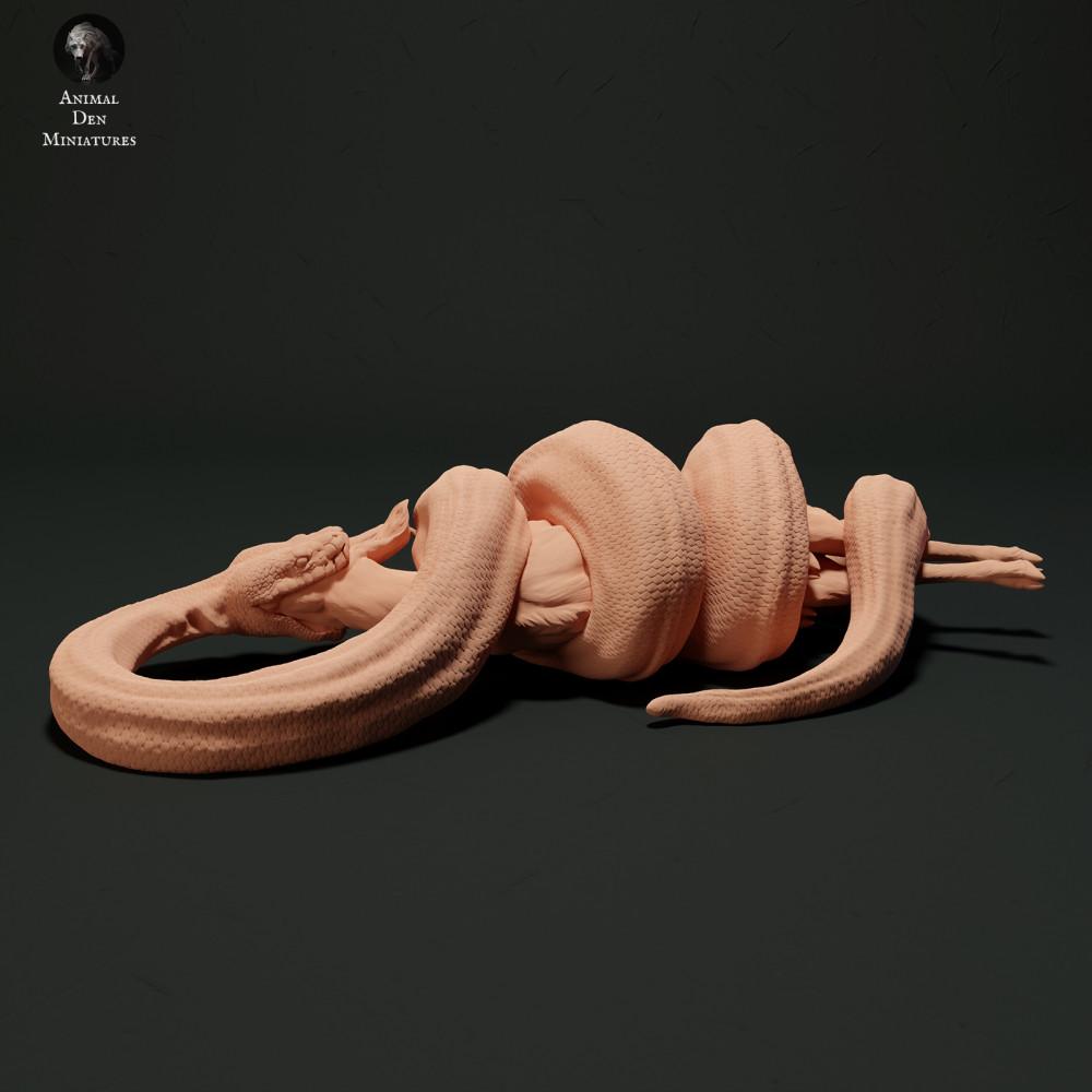 Productfoto dierenfiguur Animal Den Miniatures 0: Reptielen dierenfiguur: Donkere tijgerpython - eet een muntjak (23_05_11)