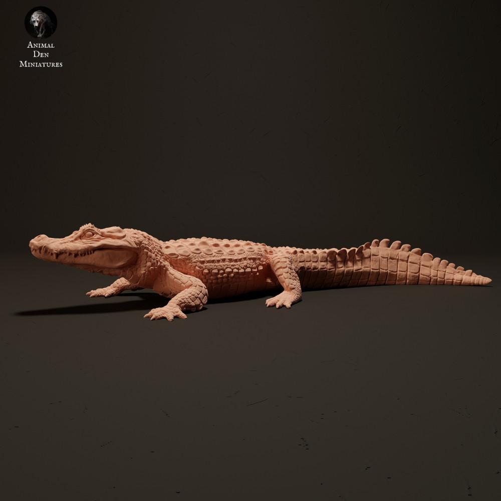 Productfoto dierenfiguur Animal Den Miniatures 1: reptielenfiguur: zwarte kaaiman - zonnend (23_06_07)