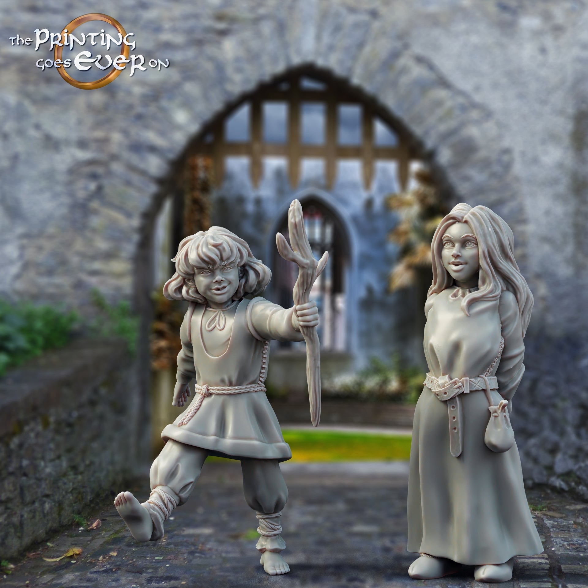 Productfoto middeleeuwse historische figuur 75mm schaal The Printing Goes Ever On (TPGEO) 0: Middeleeuwse ridderfiguren dorpsbewoners kinderen - 75mm modellen - Middeleeuwse stad