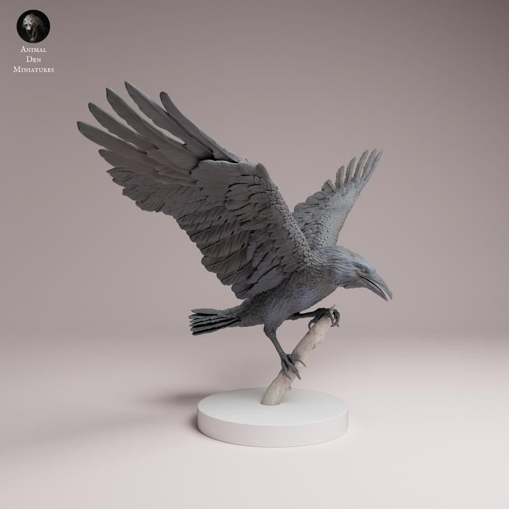 Produktfoto Tabletop 28mm Lord of the Print (LotP) 3: Wildtier Tierfigur: Kolkrabe - im Landeanflug (26_06_08)