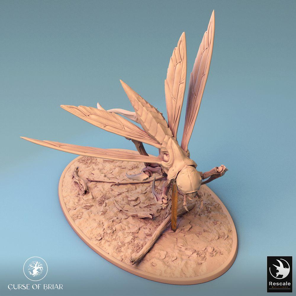 Productfoto Tabletop 28mm Lord of the Print (LotP) 0: Tabletop Miniatuur: Insektoïde Vliegend Beest - Mantiscreatuur met Scherpe Armen, Zwermcreatuur, Reuzenwesp Giant Wasp (24_07_D8)