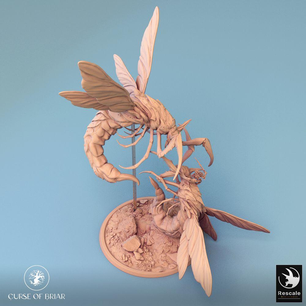Productfoto Tabletop 28mm Lord of the Print (LotP) 0: Tabletop Miniatuur: Skycutter Battle Luchtgevecht, insectachtige vliegende monster, enorme wesp/hornet-beest, zwermkoningin, baas tegenstander (24_07_E1)