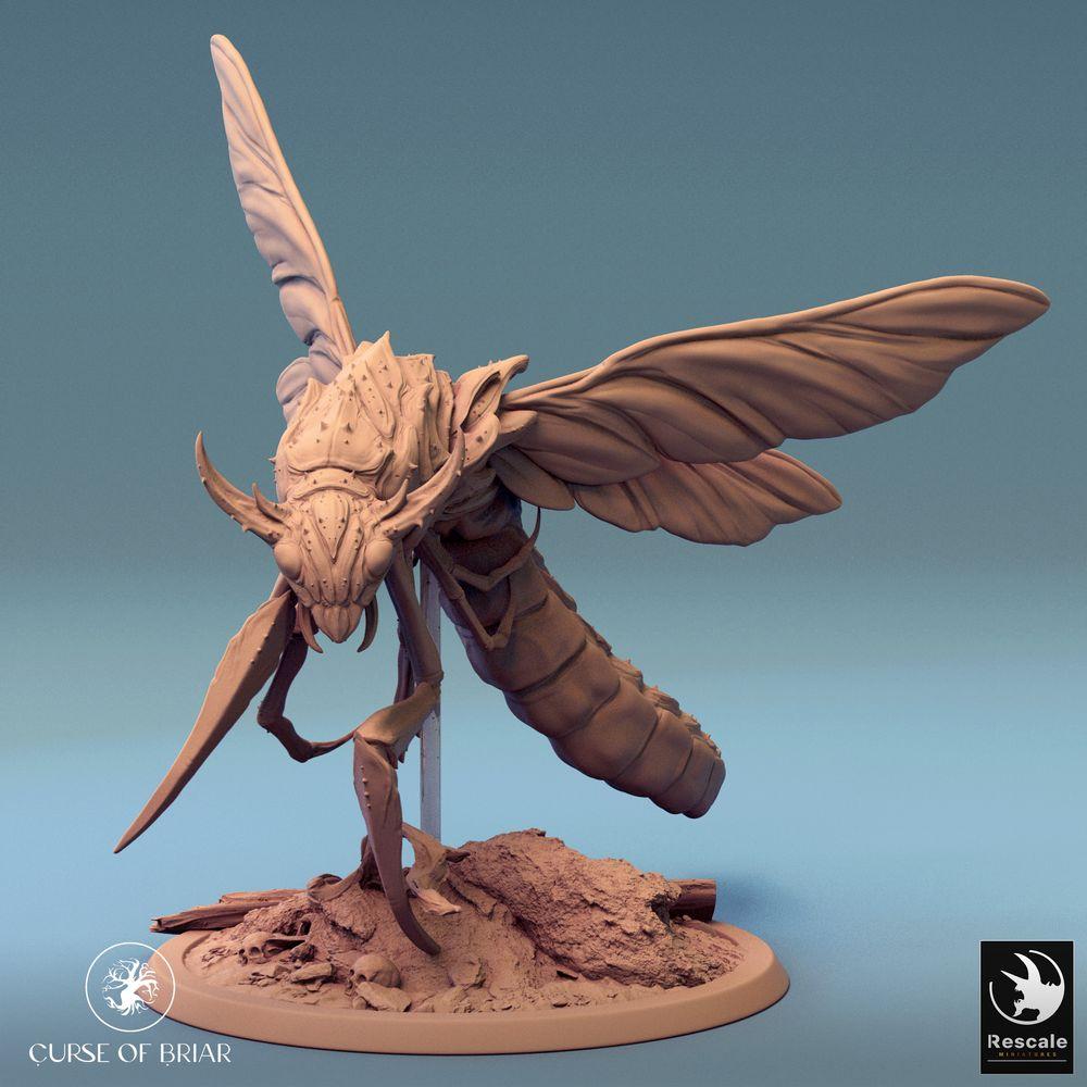 Productfoto Tabletop 28mm Lord of the Print (LotP) 0: Tabletop Miniatuur: Reusachtige Wesp, Mantidebeest, insectachtige Vliegende Monster, Zwermkoningin in Stortvlucht - Skycutter (24_07_E6)