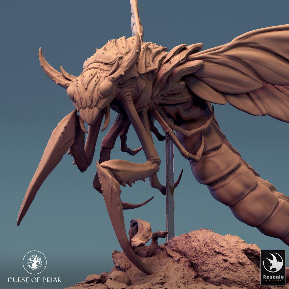 Productfoto Tabletop 28mm Lord of the Print (LotP) 0: Tabletop Miniatuur: Reusachtige Wesp, Mantide Beest, insectachtige Vliegend Monster, Zwermkoningin in Sturzvlucht - Skycutter (24_07_E6)