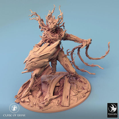 Productfoto Tabletop 28mm Lord of the Print (LotP) 0: Tabletop figuur: Boomwezen Doornwachter, Bosgeest met Schorsschild en Rankenslang (24_07_C2)