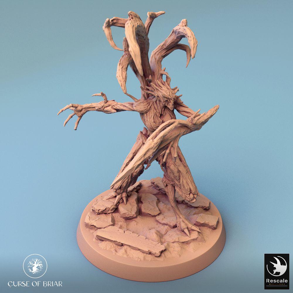 Productfoto Tabletop 28mm Lord of the Print (LotP) 0: Fantasyfiguur: Boomwezen Boswachter in Aanval, Planten-Golem, Woodfey Aanval (24_07_A1)