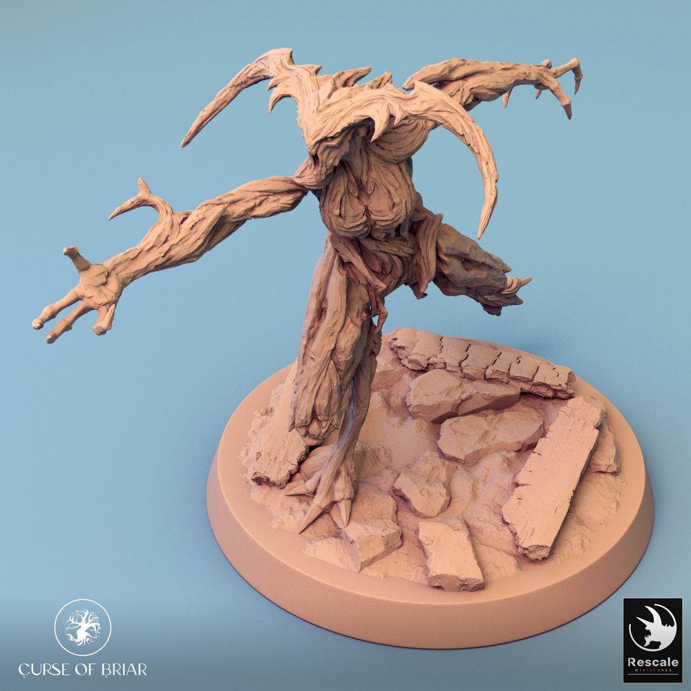Productfoto Tabletop 28mm Lord of the Print (LotP) 0: Tabletop Miniatuur: Bosgolem, Hout-elementaar, Doornmonster, Woodfey Boswachter in de aanval (24_07_A9)