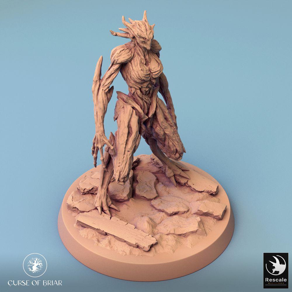 Productfoto Tabletop 28mm Lord of the Print (LotP) 0: Tabletop Miniatuur: Woodfey Bosgolem, Boomcreatuur, Doornwachter met Doornzwaard en Schorsschild (24_07_A17)