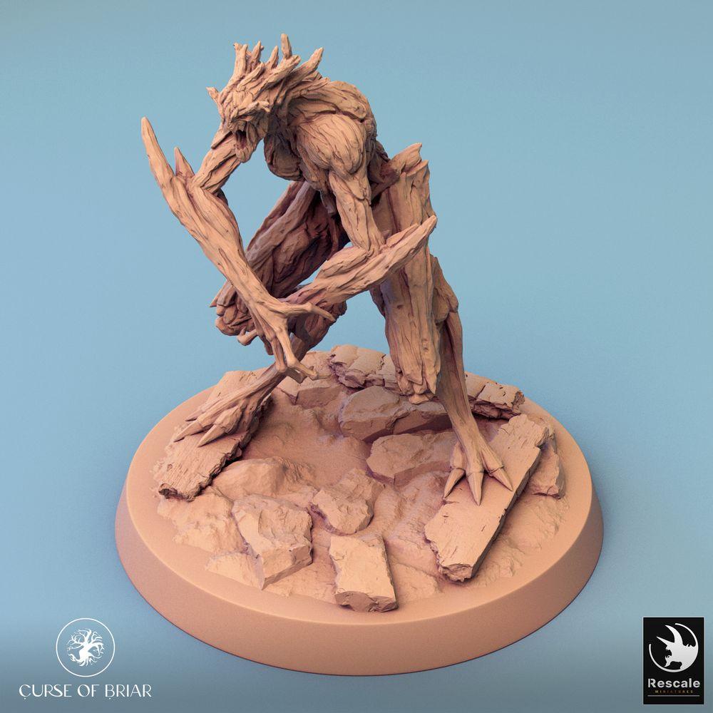 Productfoto Tabletop 28mm Lord of the Print (LotP) 0: Fantasy Miniatuur: Woodfey Boswachter met Klingenarmen - Boomherder, Doornkolos, Houtgeest, Wortelbroed (24_07_A18)