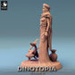 Productfoto Tabletop 28mm Lord of the Print (LotP) 0: Fantasy figuur: Woestijnnomade en Beestenmeester met gevederde dinosaurus - Ranger, Stammesleider, Verkenner (24_06_E13)