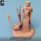 Productfoto Tabletop 28mm Lord of the Print (LotP) 0: Fantasy figuur: Woestijnnomade en Beestenmeester met gevederde dinosaurus - Ranger, Stammesleider, Verkenner (24_06_E13)