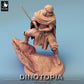 Productfoto Tabletop 28mm Lord of the Print (LotP) 0: Fantasy Figuur: Woestijnkrijger, Nomaden-zwaardvechter met kromzwaard in hinderlaag, sluipmoordenaar (24_06_E2)