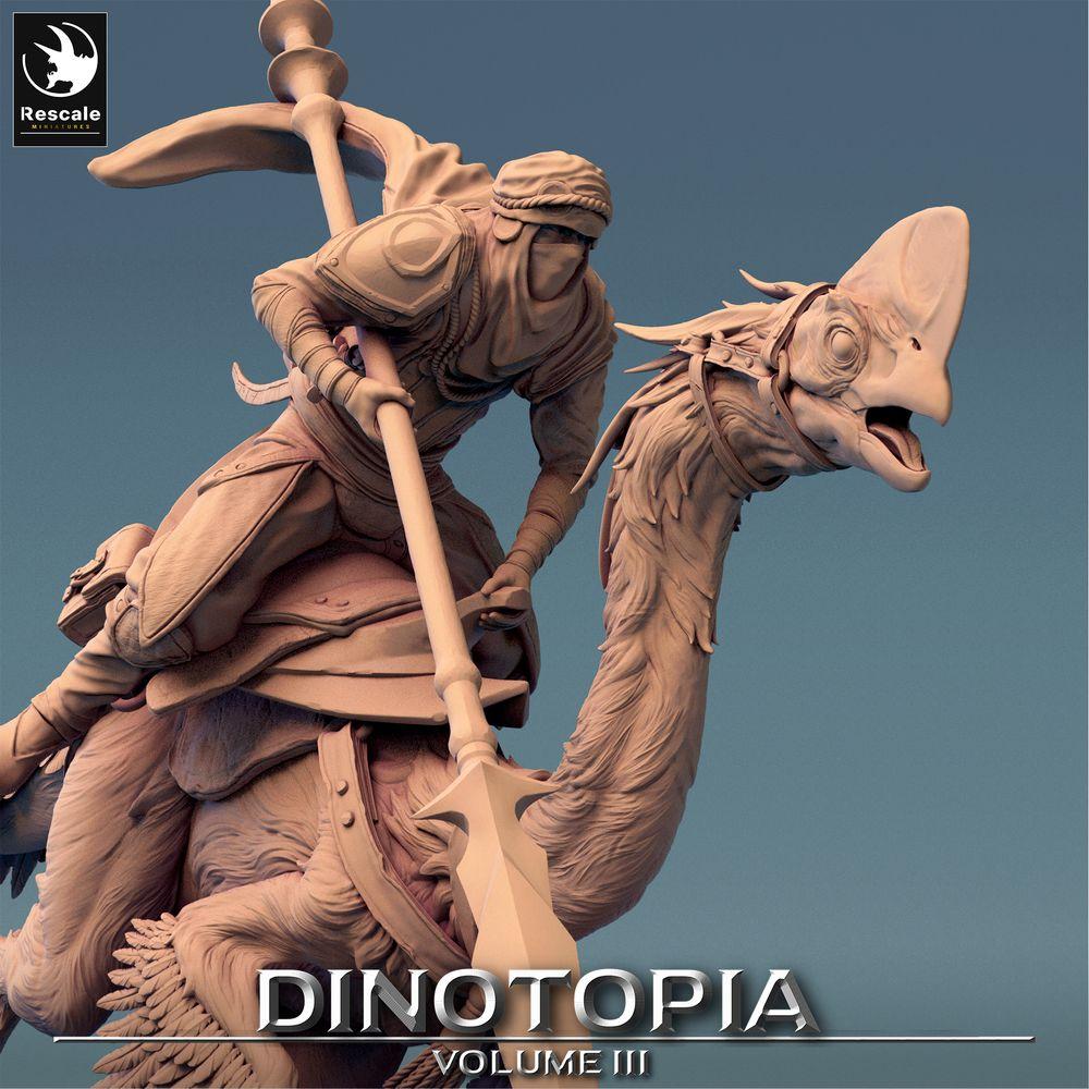 Productfoto Tabletop 28mm Lord of the Print (LotP) 0: Tabletop Miniatuur: Oviraptor Raptor‑Ruiter met Lanze, Saurierreiter Skirmisher, lichte Nomadenkavallerie (24_06_D4)