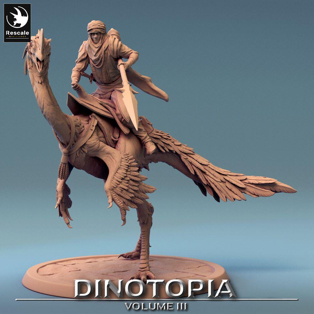 Productfoto Tabletop 28mm Lord of the Print (LotP) 0: Tabletop Miniatuur: Nomaden-Kavallerist op Raptor, Vogelrijder met Lanze / Raptor Rijder (24_06_D5)