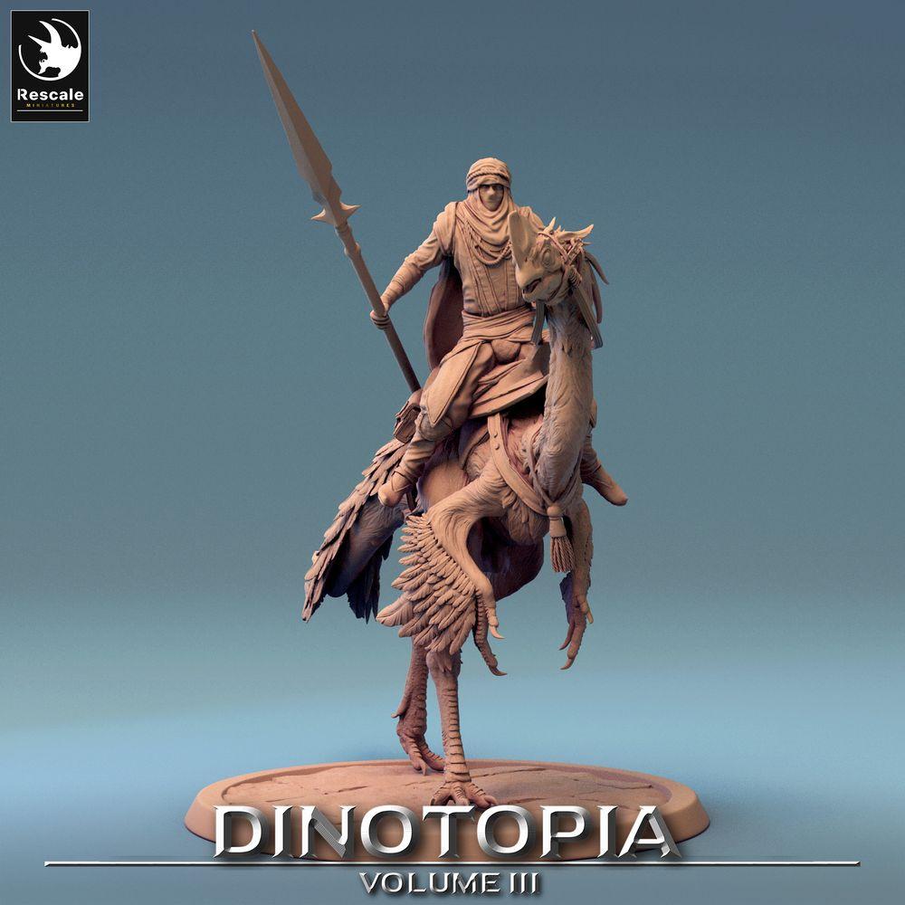 Productfoto Tabletop 28mm Lord of the Print (LotP) 0: Tabletop Miniatuur: Raptorreiter op Oviraptor, Woestijnruiter met Speer, Raptor Rijder (24_06_D7)
