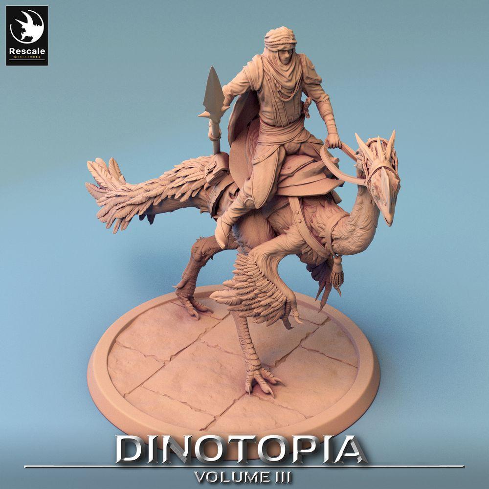 Productfoto Tabletop 28mm Lord of the Print (LotP) 0: Tabletop Miniatuur: Raptorreiter op Oviraptor, Woestijnruiter met Speer, Raptor Ruiter (24_06_D7)