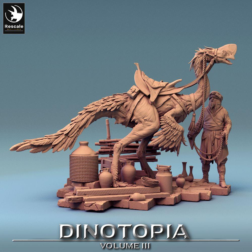 Productfoto Tabletop 28mm Lord of the Print (LotP) 0: Fantasy figuur: Nomaden‑diergeleider met loopvogel-mount, beestenmeester, karavaanleider, scout (24_06_E26)