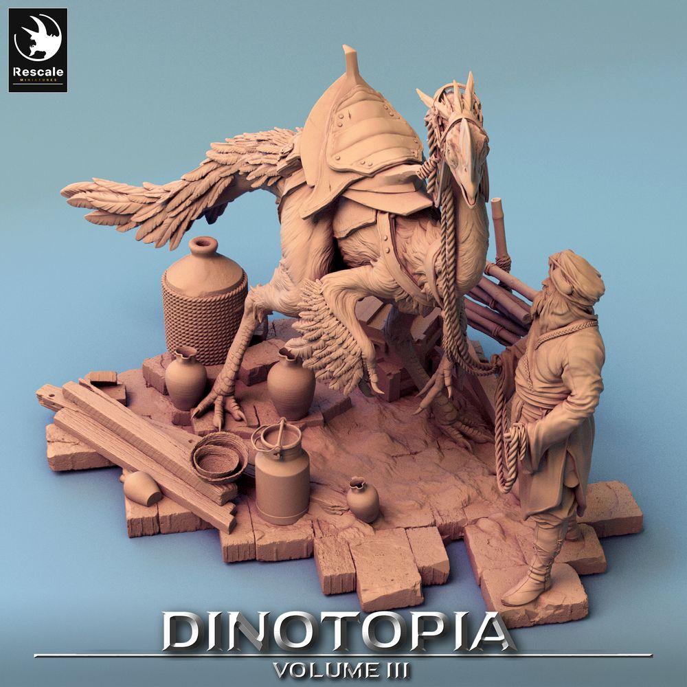 Productfoto Tabletop 28mm Lord of the Print (LotP) 0: Fantasy Figur: Nomaden‑Tierführer met loopvogel‑mount, beestenmeester, karavanenleider, scout (24_06_E26)