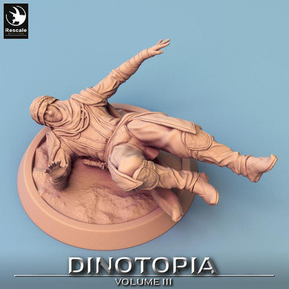 Productfoto Tabletop 28mm Lord of the Print (LotP) 0: Tabletop Miniatuur: Woestijn-Nomadenkrijger / Assassijn / Schurk - dynamische valhouding met effect-scenebasis voor Skirmish en Wargame (24_06_D3)