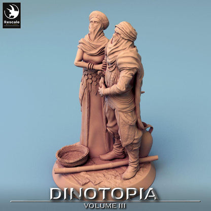 Productfoto Tabletop 28mm Lord of the Print (LotP) 0: Fantasy Figuren Set: Woestijn-Nomaden Leiderspaar, Karavaanwachters Duo, Duin-Verkenners (24_06_E29)