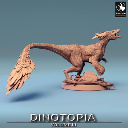 Productfoto Tabletop 28mm Lord of the Print (LotP) 0: Tabletop Miniatuur: Pyroraptor, gevederde Raptor, prehistorisch jachtbeest (24_06_B3)