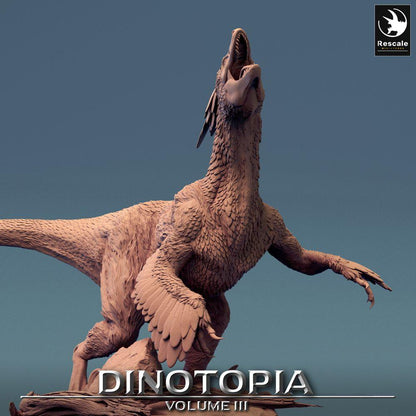 Productfoto Tabletop 28mm Lord of the Print (LotP) 0: Tabletop Miniatuur: Pyroraptor, gevederde raptor, prehistorisch jachtbeest (24_06_B3)