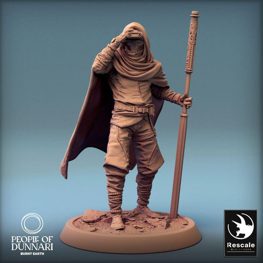 Productfoto Tabletop 28mm Lord of the Print (LotP) 0: Tabletop Miniatuur: Woestijn-Verkenner Nomaden-Ranger, Stafmagier, Waarzegger, Desert Scout, Wasteland Ranger (24_03_C2)
