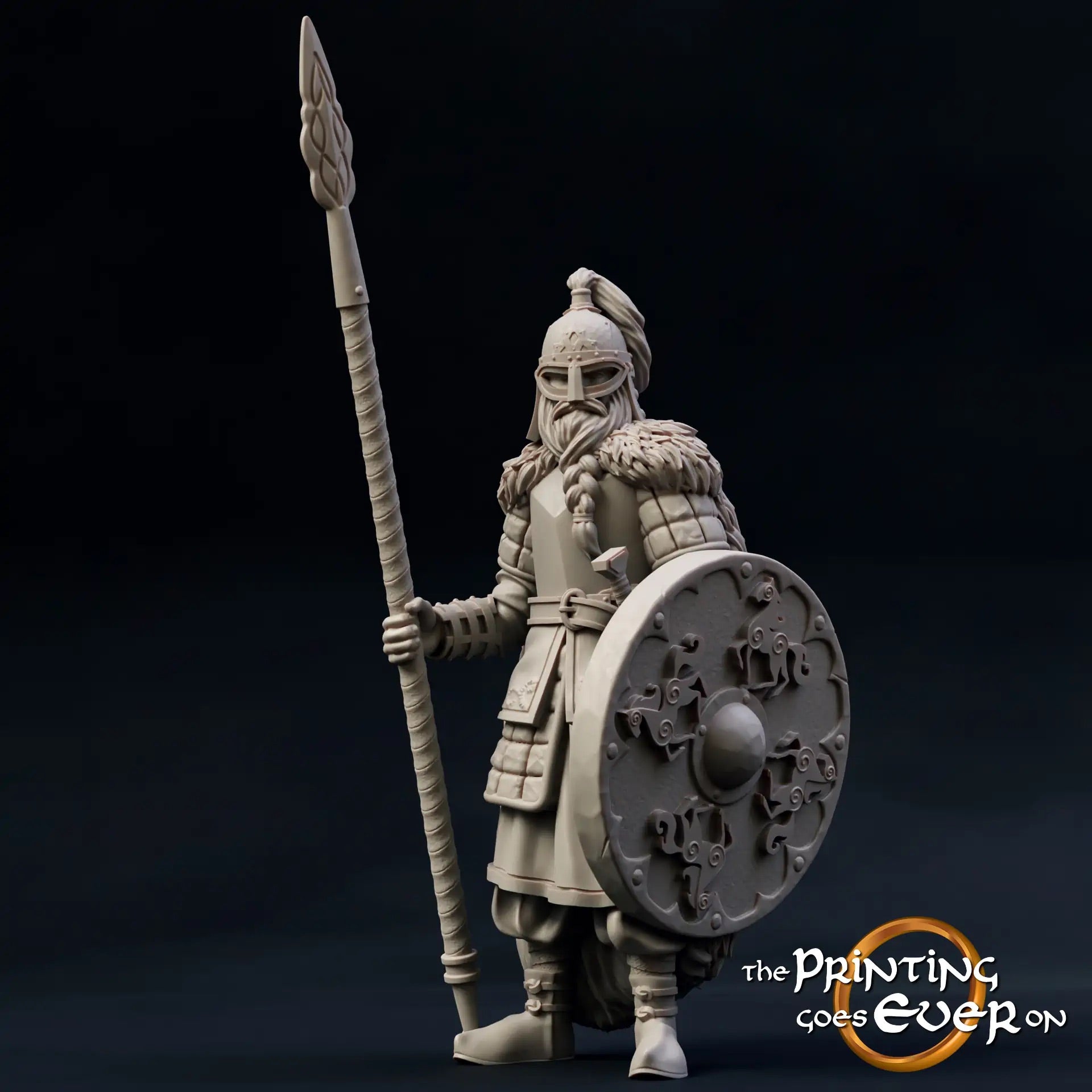 Productfoto middeleeuwse historische figuur 75mm schaal The Printing Goes Ever On (TPGEO) 0: Middeleeuwse ridderfiguren speerkämpers B - 75mm modellen - Krijgers van de Mark