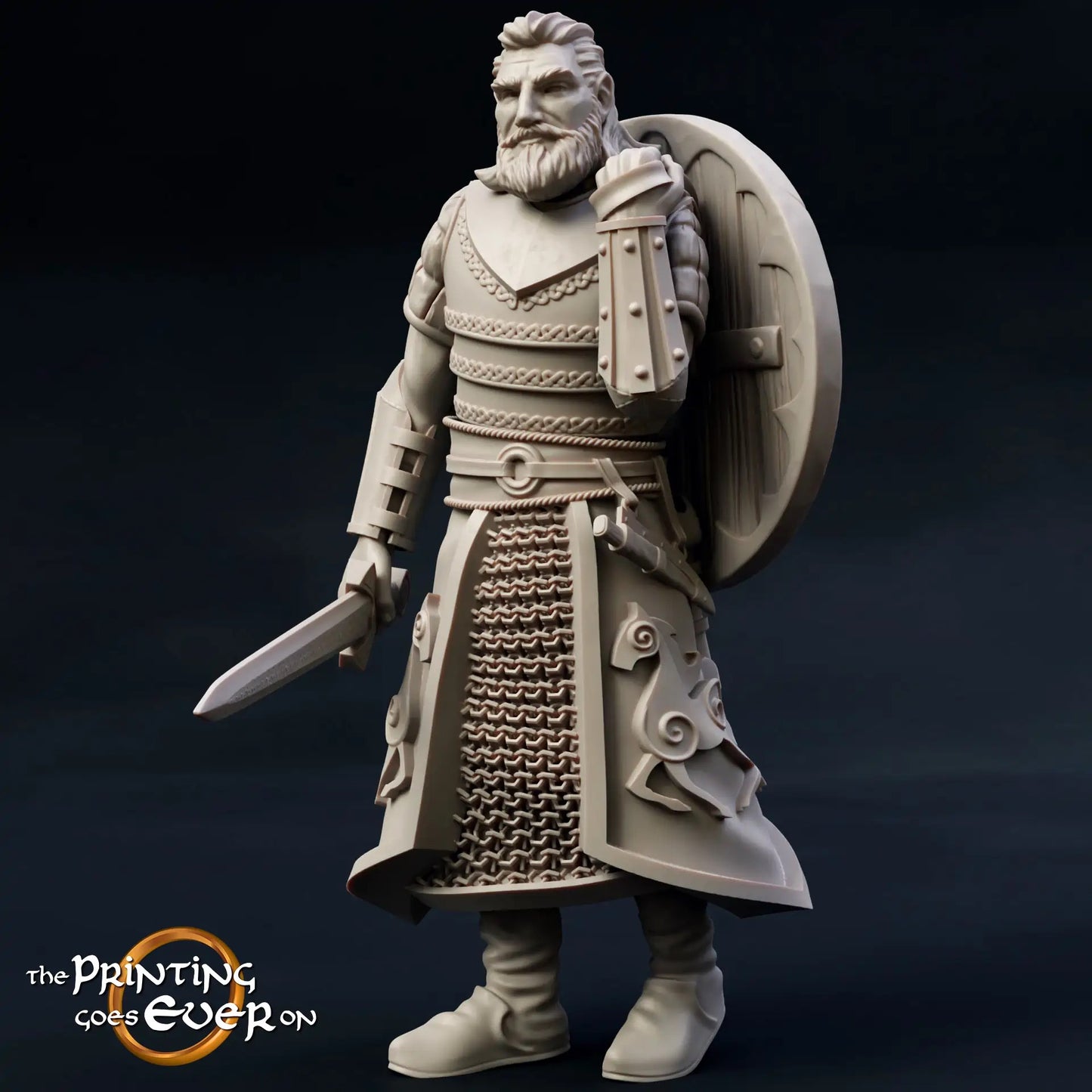Productfoto middeleeuwse historische figuur 75mm schaal The Printing Goes Ever On (TPGEO) 0: Middeleeuwse figuren ridder bewaker B - 75mm modellen - Koninklijke familie