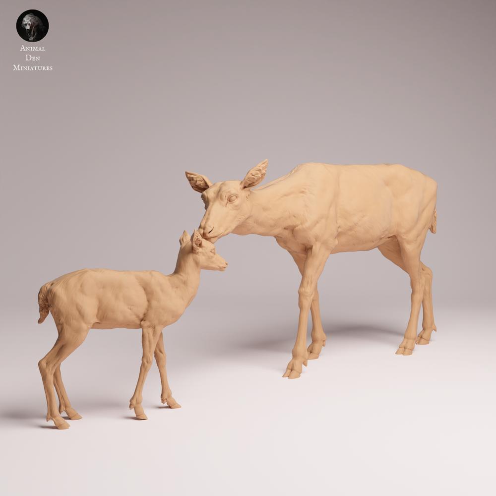 Produktfoto Tabletop 28mm Lord of the Print (LotP) 2: Wildtier Tierfigur: Damhirschkuh - mit Kalb (26_01_04)