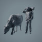 Boerderij Dier Figuur: grazende Koe - Red Devon Cow (a028)