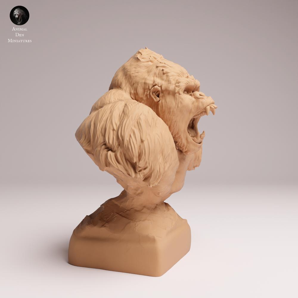 Productfoto dierenfiguur Animal Den Miniatures 0: Gorilla dierenfiguur: Oostelijke laaglandgorilla - agressieve zilverrug als buste (25_07_19)