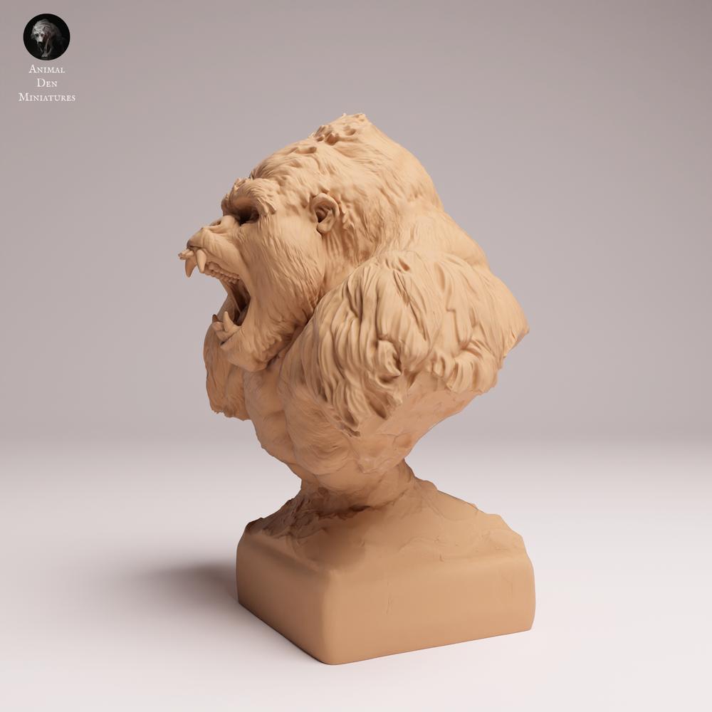 Productfoto dierenfiguur Animal Den Miniatures 1: Gorilla dierenfiguur: Oostelijke laaglandgorilla - agressieve zilverrug als buste (25_07_19)