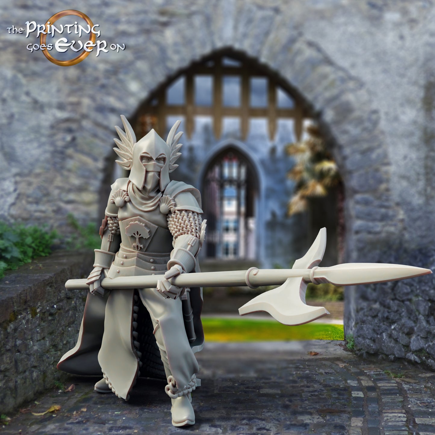 Productfoto middeleeuwse historische figuur 75mm schaal The Printing Goes Ever On (TPGEO) 0: Middeleeuwse ridderfiguren kasteelwacht A - 75mm modellen - Krijgers van Gonthan