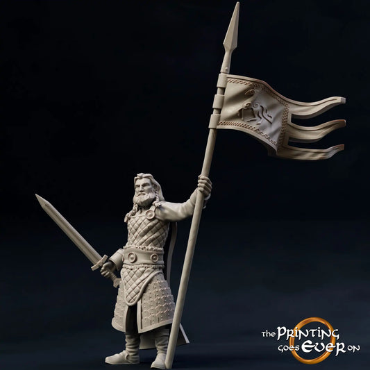 Produktfoto mittelalterliche historische Figur 75mm Scale The Printing Goes Ever On (TPGEO)  0: Mittelalterliche Figuren Banner Träger Königliche Familie