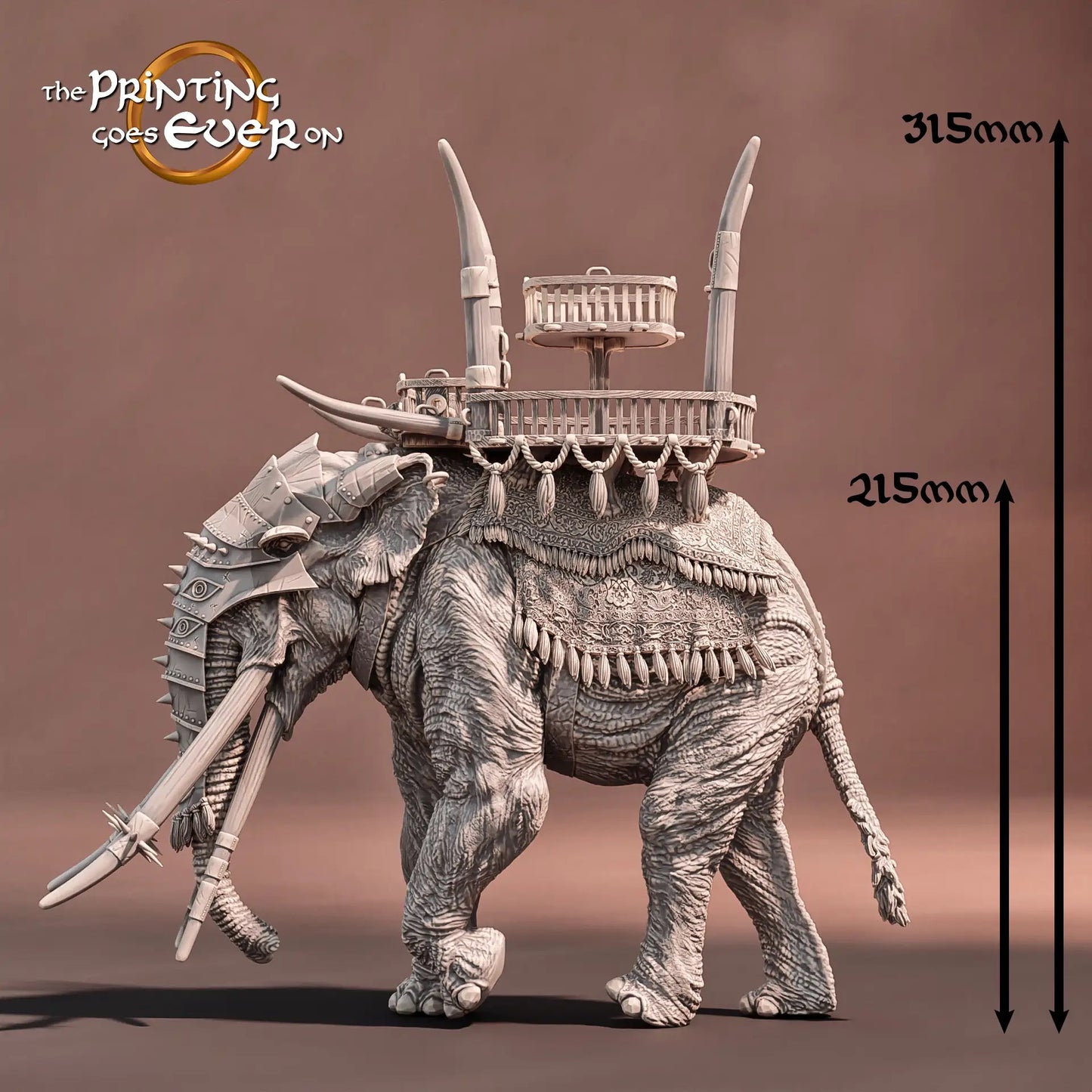 Productfoto Tabletop 28mm The Printing Goes Ever On (TPGEO) 0: Oorlogselefant: Monstrueuze creatuur met Howdah - Nomadenvolk uit de woestijn, krijgers uit het zuiden