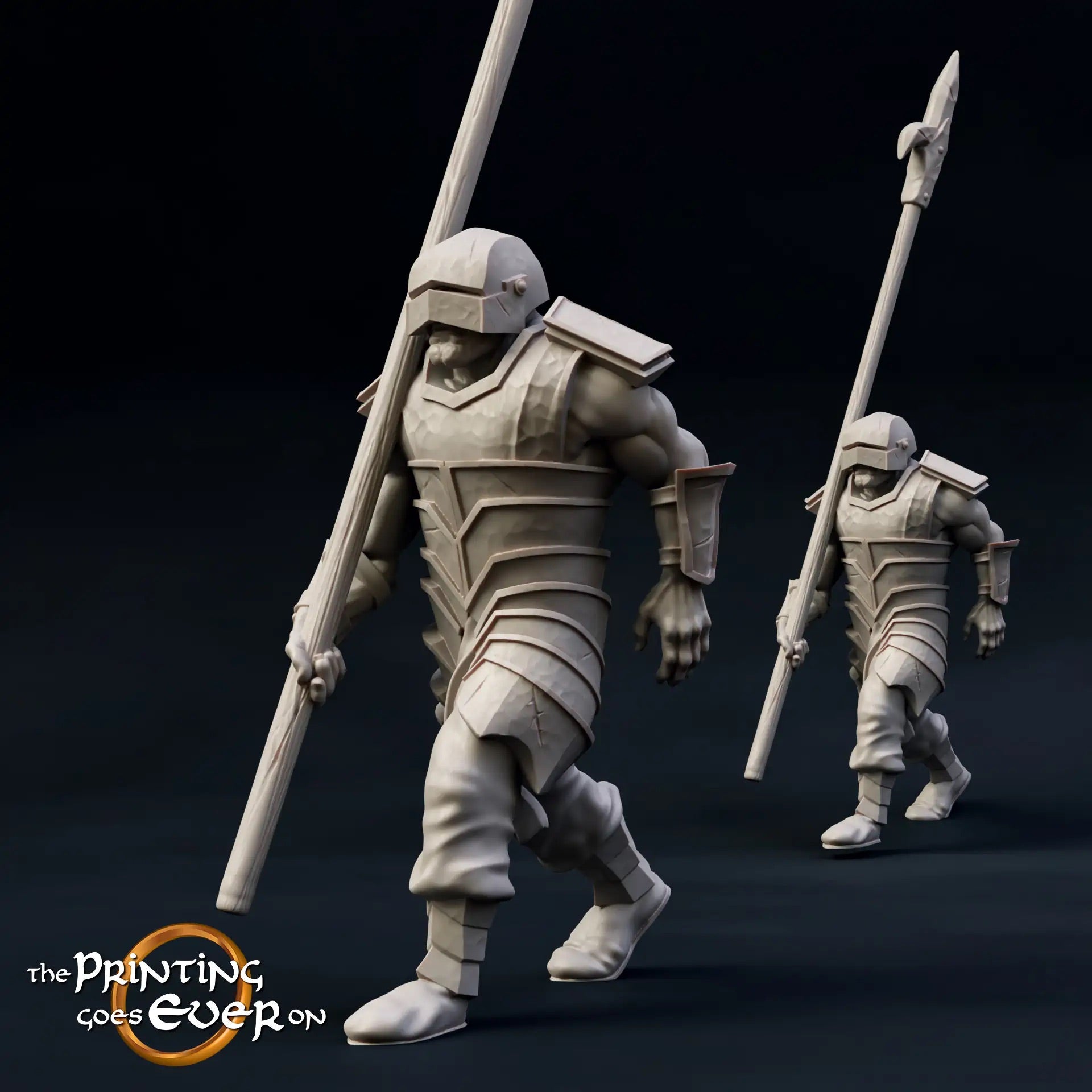 Productfoto Tabletop 28mm The Printing Goes Ever On (TPGEO) 0: Half-Ork Krijger: Brutale strijders van het kwaad met zwaard, schild, morgenster en speer