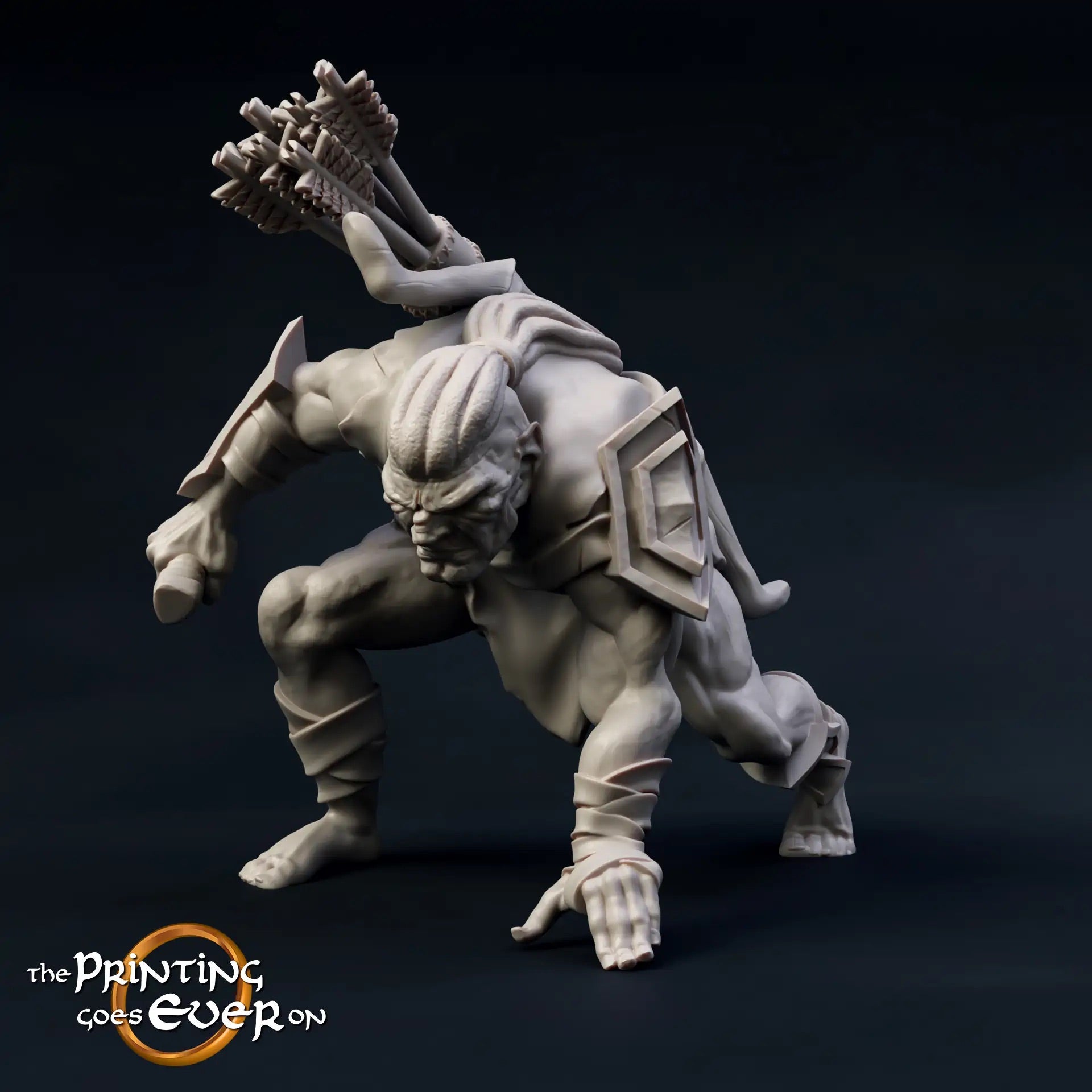 Productfoto Tabletop 28mm The Printing Goes Ever On (TPGEO) 0: Half-Ork Krijger: Brutale strijders van het kwaad met zwaard, schild, morgenster en speer