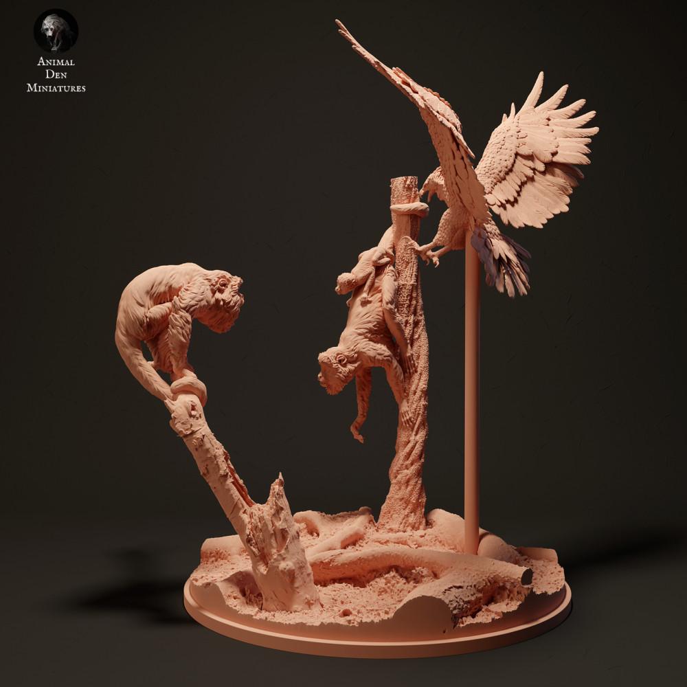 Productfoto dierenfiguur Animal Den Miniatures 2: Dierenfiguur uit de jungle: harpij - jaagt op rode brulapen (23_06_08)