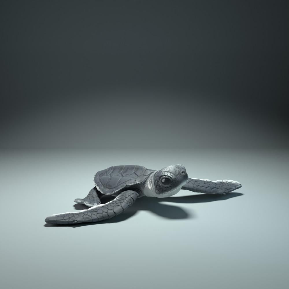 Productfoto dierenfiguur Animal Den Miniatures 1: Zeedierfiguur: zeeschildpadjong dat uit het ei komt (21_12_01)