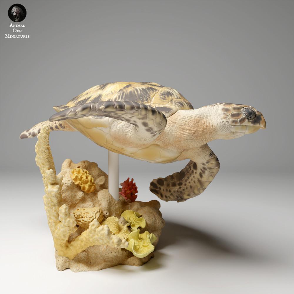 Productfoto dierenfiguur Animal Den Miniatures 2: zeedier dierenfiguur: echte karetschildpad - zwemmend (24_05_03)