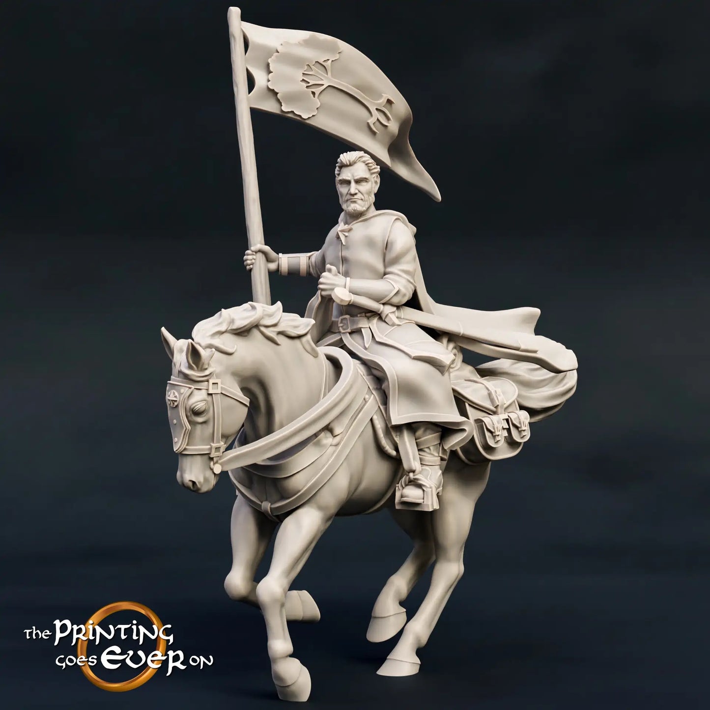Productfoto middeleeuwse historische figuur 75mm schaal The Printing Goes Ever On (TPGEO) 0: Middeleeuwse ridderfiguren ranger ruiter standaard - 75mm modellen - Woudlopers van het Noorden