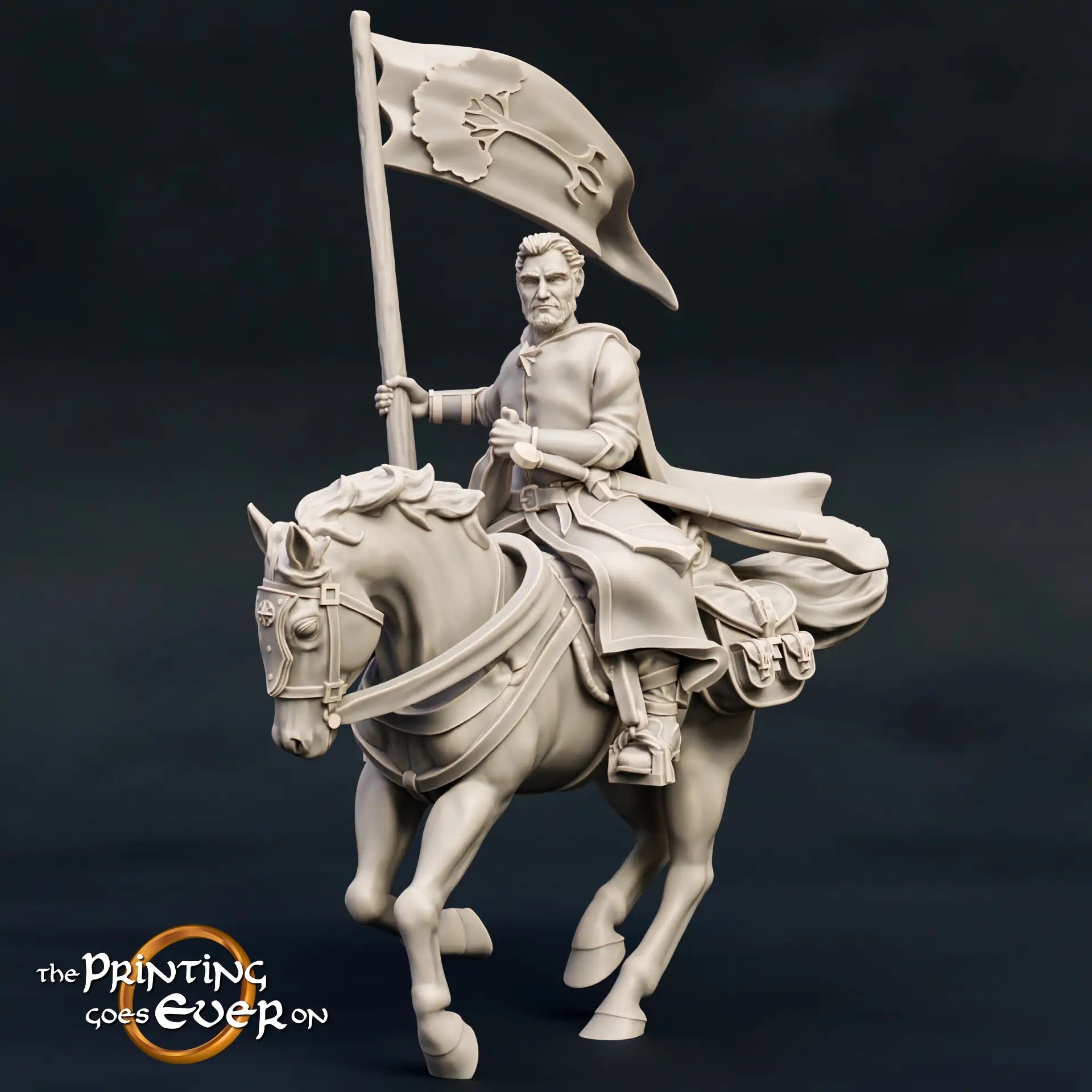 Productfoto middeleeuwse historische figuur 75mm schaal The Printing Goes Ever On (TPGEO) 0: Middeleeuwse ridderfiguren ranger ruiter standaard - 75mm modellen - Woudlopers van het Noorden