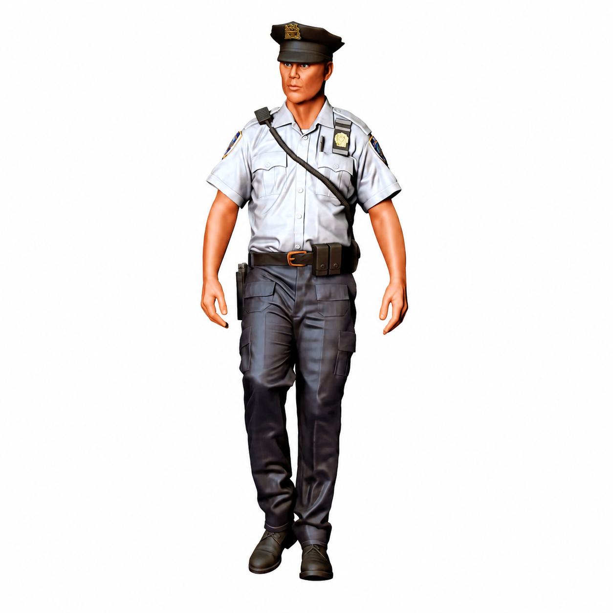 Stehende Figur: Polizist mit Kappe & Dienstgürtel (Ref. Nr. 500) - farbige Einzelansicht