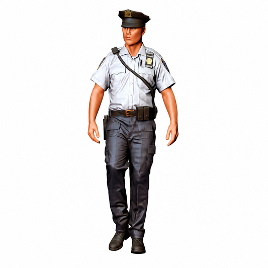 Stehende Figur: Polizist mit Kappe & Dienstgürtel (Ref. Nr. 500) - farbige Einzelansicht