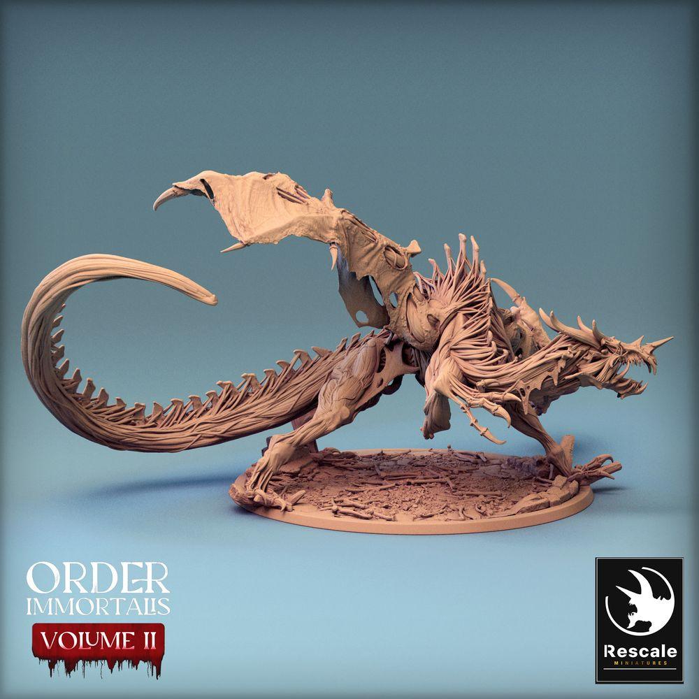 Productfoto Tabletop 28mm Lord of the Print (LotP) 0: Tabletop Miniatuur: Demonische Drachenbrut - Immortalis Dragon, Hellsbeest met Sichelsstaart in Aanvalshouding (24_02_D1)