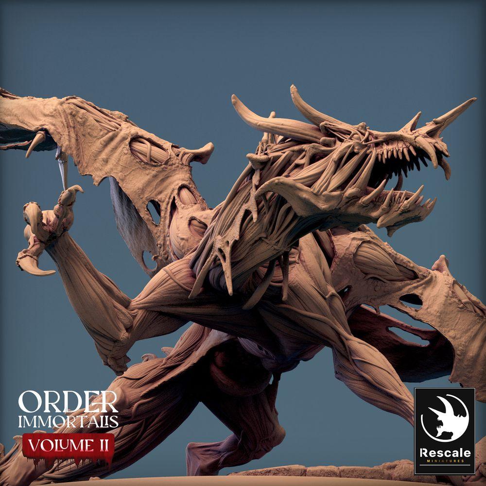 Productfoto Tabletop 28mm Lord of the Print (LotP) 0: Tabletop Miniatuur: Demonische Drachenbrut - Immortalis Dragon, Hellsbeest met Sichelsstaart in Aanvalshouding (24_02_D1)